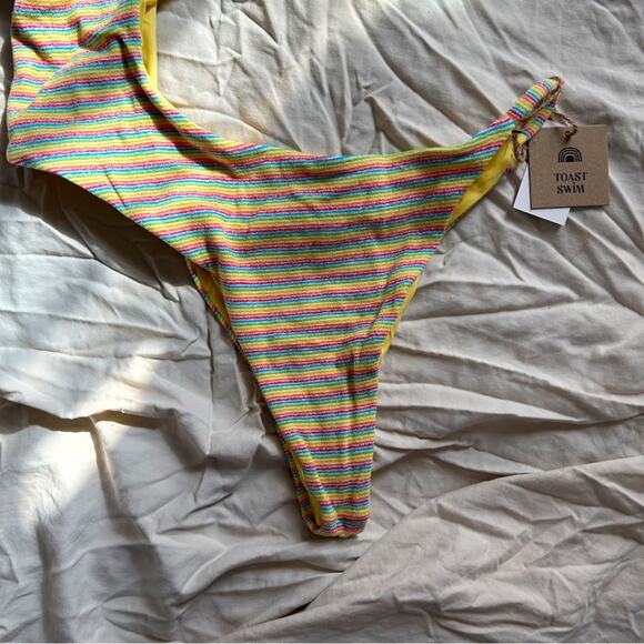 SALE💝 Free People x Toast Swim NWT Ribbed Rainbow Cut Out One Piece - Picture 5 of 7